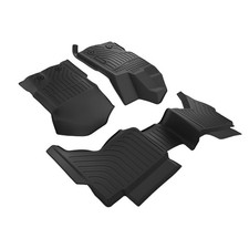 Black Floor Mats Liner For Ford Ranger Supercrew Cab 2019-2023 Tpe Car Carpet