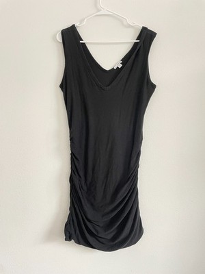 James Perse Standard Dress Womens 3 L Black Mini Ruched Tank Casual Classic