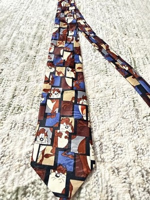 Vintage Looney Tunes Tie Taz Mania In Moods Warner Bros Necktie 1994 Stamps