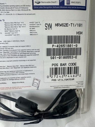 Sony 12 in 1 Multi-Card Reader Writer MRW62E-T1 USB Memory Card Reader New - Afbeelding 3 van 3