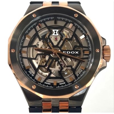 EDOX Delfin Mechano 85303 AT Skeleton Rubber Strap