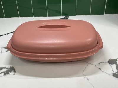 Vintage TUPPERWARE Microwave Food Steamer 6 Cup Dusty Rose Pink 3 Piece 1275-3