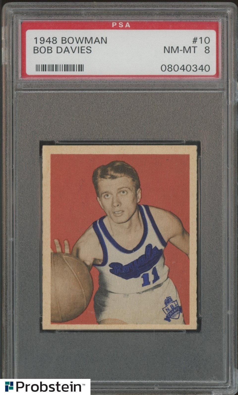 1948-49 Bowman Basketball #10 Bob Davies RC Rookie HOF PSA 8 " AWESOME CARD "