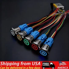 2PC Latching Push Button Power Switch 16mm 12V LED ON OFF Waterproof Stainless