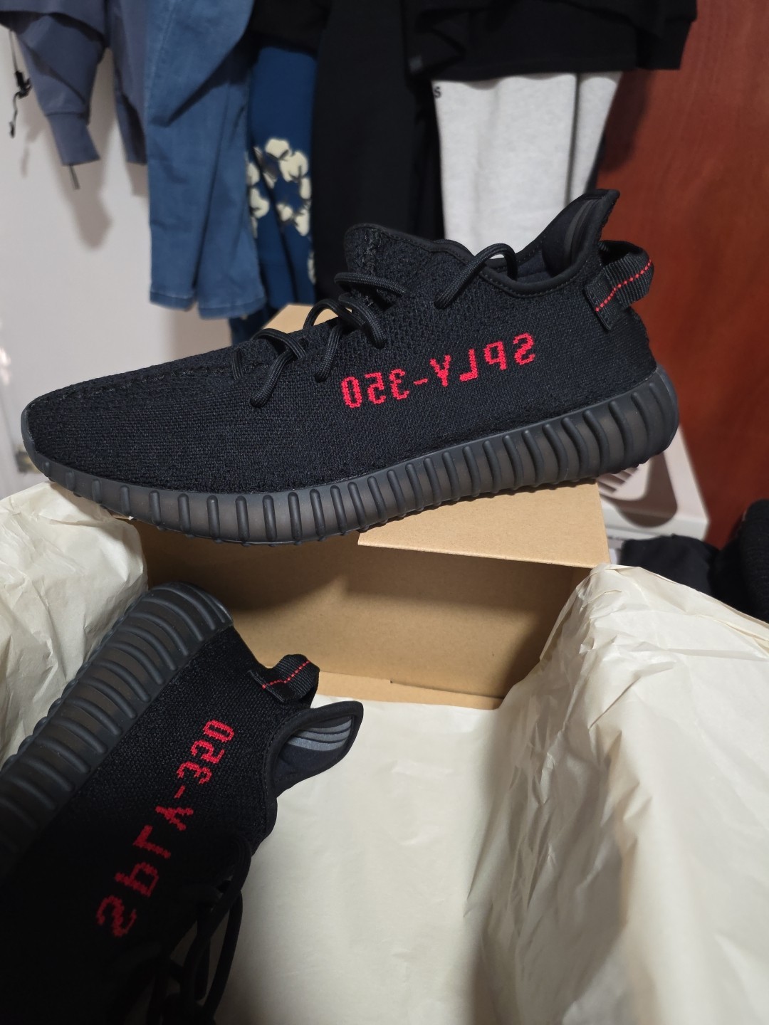 adidas Yeezy Boost 350 V2 Bred Core Black Red, Size 13, CP9652 thumbnail 2