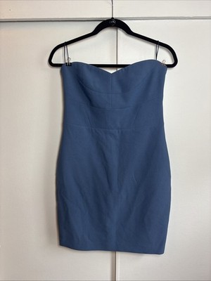 Likely Strapless Blue Bodycon Mini Dress With Zipper Closure Size 8