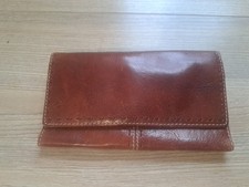Fossil Brown Leather Wallet Checkbook Holder Organizer Snap Closure Vintage