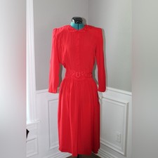 NWT Vintage Karin Stevens Red Beaded Dress | Women’s 6 | RARE Deadstock 1980s