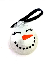 Christmas Ornament Snowman Face Tree Hanging Holiday Gift Glitter Carrot Nose