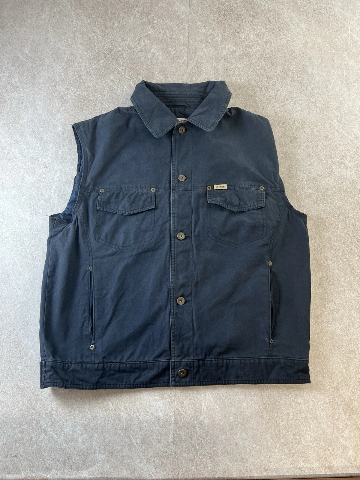 Levi Strauss Signature Mens Cotton Utility Vest Navy Blue Lined Work Jacket M