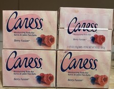 4 Caress Berry Fusion Body Bar Soap Skin Softening Moisturizing 4.75oz Vintage