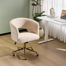 VINGLI Modern Curved Office & Vanity Desk Chair, Cute Upholstered Nail Chair 