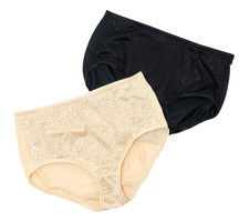 Breezies Set of 2 Wild Rose Shaping Briefs X-Large Black/Champagn A676606 11631