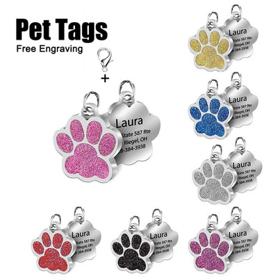 Custom Laser Engraved Pet ID Tags Zinc Alloy Dog Cat Name Tags Free Engraving