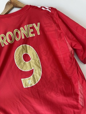 Rooney #9 England 2006-2007 Vintage Away Soccer Jersey Football