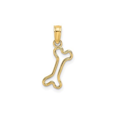 14k Gelbgold Massiv Hundeknochen Anhänger Charm Poliert 15,7mm