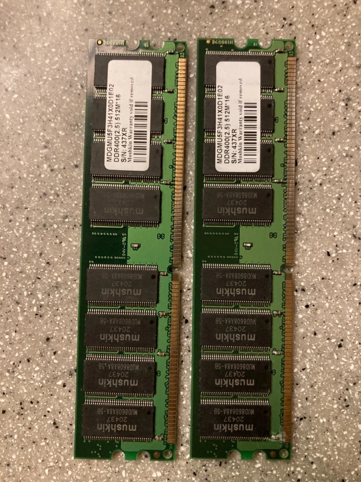 1GB 2x512MB PC3200 Mushkin DDR-400 RAM MEMORY KIT DDR1 DIMM MDGMU5F3H41X0D1E02 - Image 3 of 3
