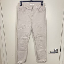 7 for All Mankind Women  s Beige Cuffed Skinny Jeans Size 27 