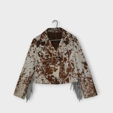 Gabardina de cuero de vaca real de lujo para mujeres - Abrigo chaqueta de cuero largo de pelo de pony real