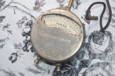 STEAMPUNK METER - Connecticut Conn Tel & Elec Co - Hand Type Volt Amp Meter
