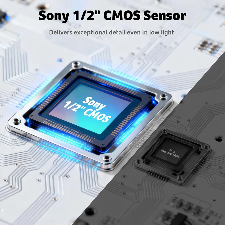 Cámara web 4K para PC/Mac con sensor Sony 1/2", enfoque automático PDAF, 2 reducción de ruido... Foto 2 de 4