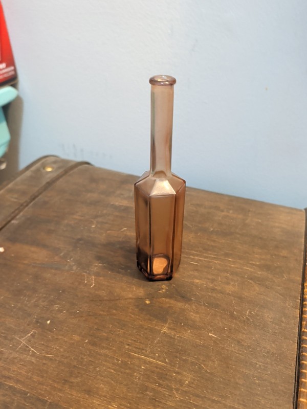 Vintage Octagon Apothelcary Pink Medicine Bottle. Made In Spain.