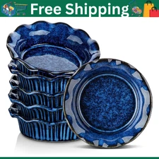 Stern Mini Pie Pans Set of 6, Ceramic Dish Pie Plate for Baking, Small Plates