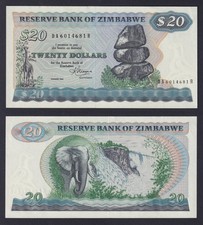 Zimbabwe 20 Dollar Banknote 1983 P.-4c SDS/UNC