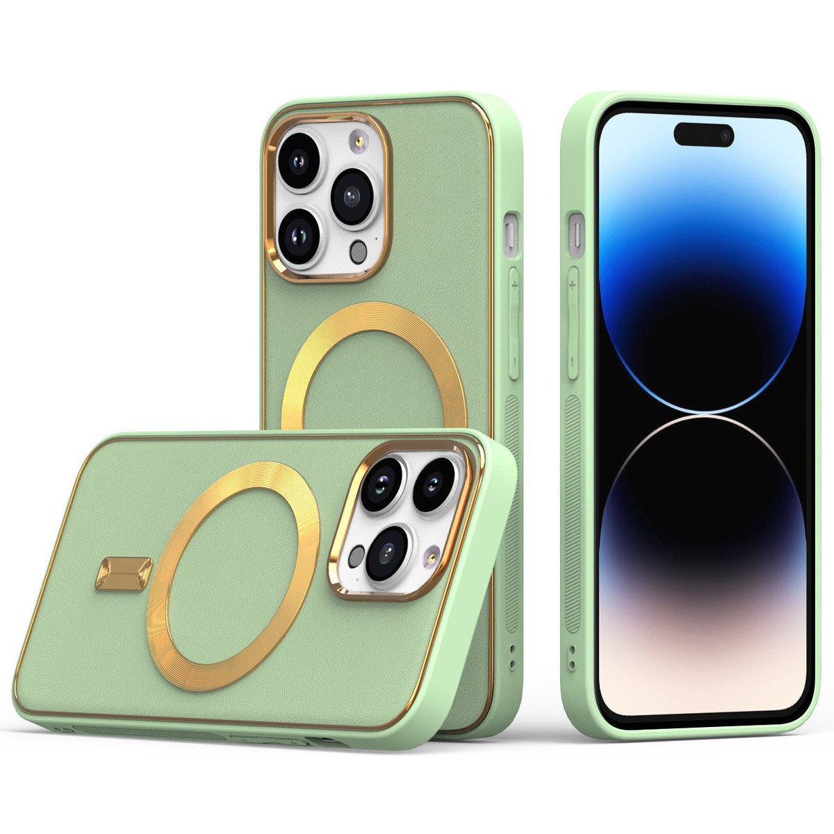 MagSafe Compatible Leather Hybrid Case for iPhone 14 Pro Max