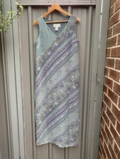 NORTON MCNAUGHTON Women’s Size M Maxi Long Dress Peasant Green Floral Boho