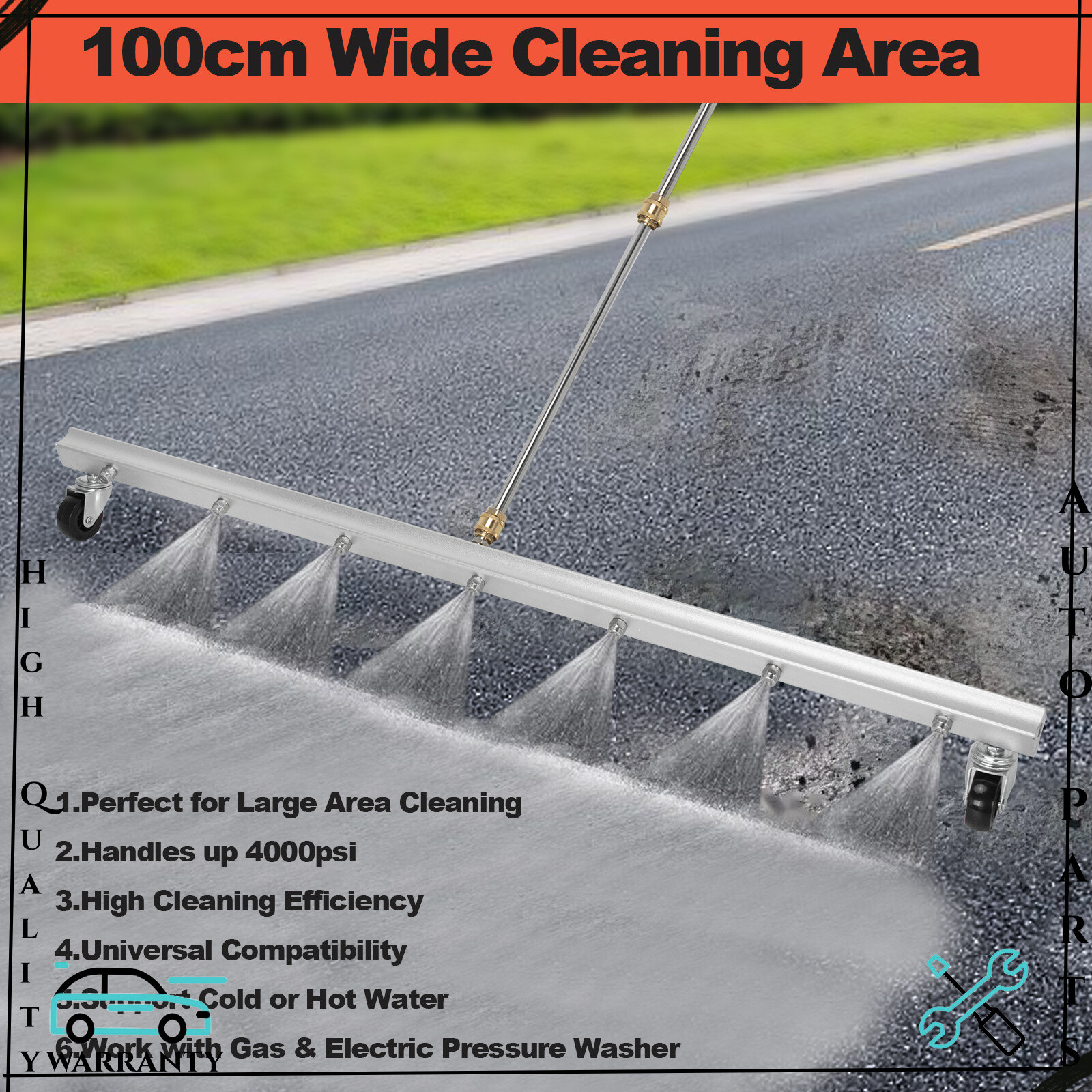 39.37 Inch Undercarriage Cleaner Pressure Washer 4000 PSI Surface Washer Cleaner