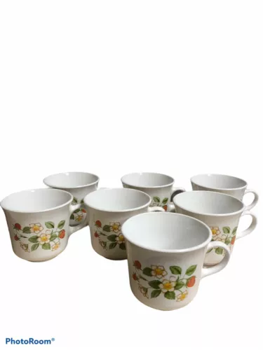 Vintage Corelle Strawberry Sundae Cups Set Of 7