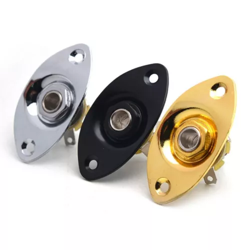 Oval Guitar Jack 1/4" Output Jackplate Chrome Black Gold for TL LP Tele Les Paul