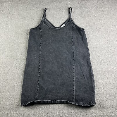 Noisy May Mini Dress In Acid Wash Black Denim Size Large