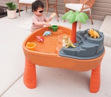 Large Sand Toy Sandbox Set For Kids W 4-Dinosaurs Toddler Water Table With Cover