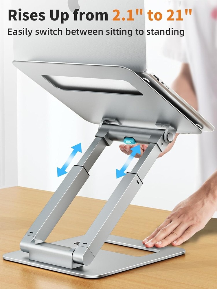 Adjustable Telescopic 360 Rotating Laptop Stand for Desk Pull Out Design