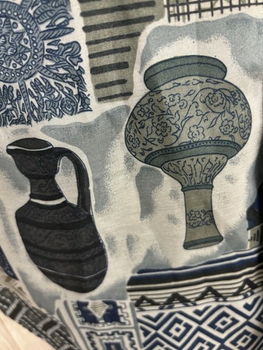 Thai Silk Apple Short Sleeved Shirt Ancient Pottery Abstract Pattern Medium VGC - Picture 4 of 21