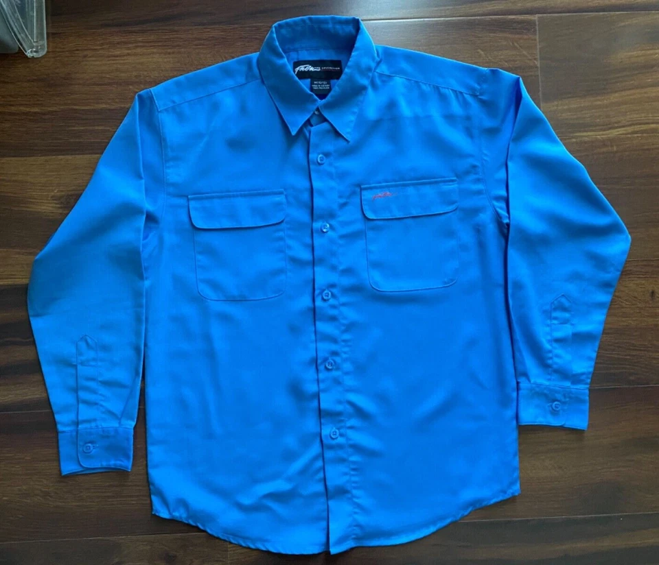 Camisa manga longa FUBU meninos poliéster azul botão para baixo, juvenil tamanho M (10/12) - Imagem 3 de 4