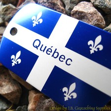 Quebec Trackable Geocaching Dog Tag Canada's Provinces, Blue 