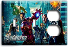 AVENGERS HULK IRON MAN THOR WIDOW LIGHT SWITCH WALL PLATE OUTLET SUPERHERO DECOR
