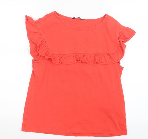 NEXT Damen rotes Baumwollmischung T-Shirt Größe 14