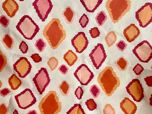 AMANDA NISBET Francesca Handdruck Leinen orange melone weiß geometrisch 4+ Yards - Bild 3 von 4