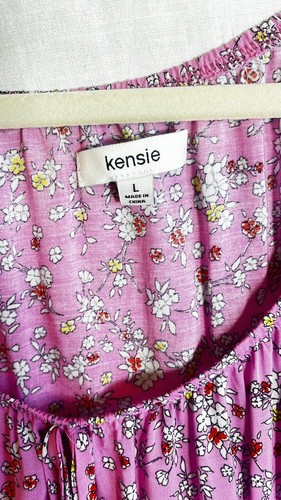 Kensie Blouse L Ladies Pink Floral can be worn off shoulder Casual Lounge $44 - Picture 4 of 8