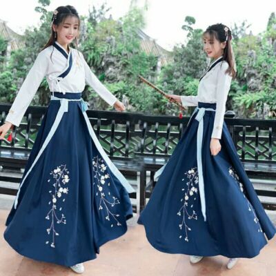 Chinese Hanfu Women Ancient Costume Ming Made Improved Waist Suit Powder Gift