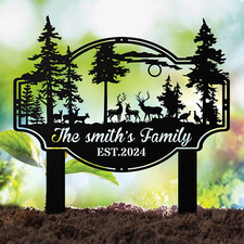 Custom Metal Deer Sign Outdoor Decor Deer Forest Personalized Metal Name Signs