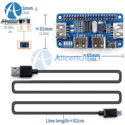 4 Port USB HUB HAT Expansion Board For Raspberry  /  W/3B+ #F17