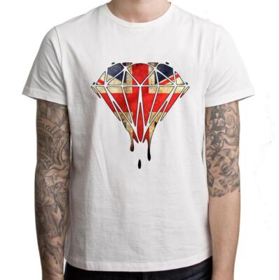 Dripping Diamond Union Jack Herren T-Shirt - Melting Dope Swag Hipster Tumblr