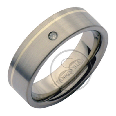 Titan & Silber Diamant Ehering 7 mm Band
