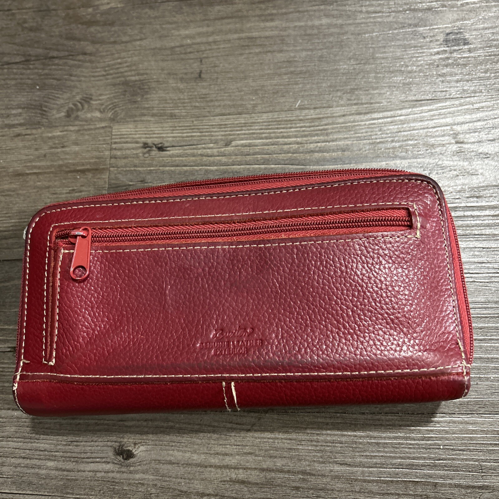 E) Buxton Leather Zip Around Rectangular Wallet R… - image 2