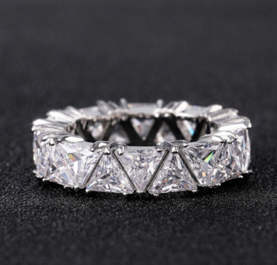Delicate Ring For Christmas Gift 3.75 Ct CZ Pretty Women Band 925 Silver Plated